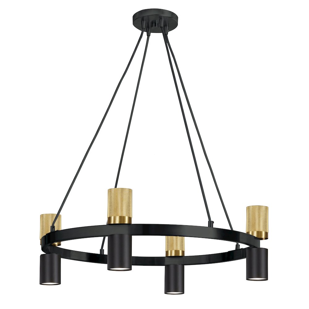 8 Light Chandelier in Matte Black & Aged Brass. Picture 1