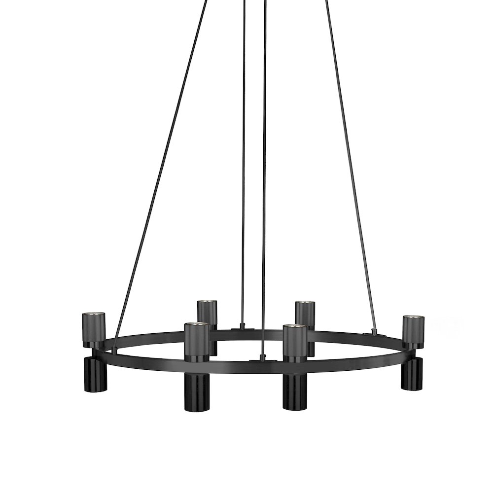 12 Light Chandelier in Matte Black. Picture 1