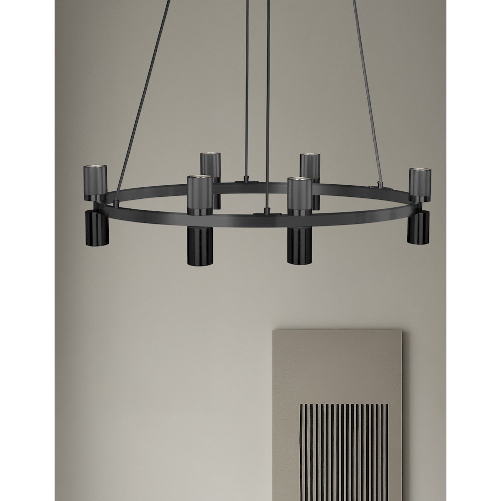 12 Light Chandelier in Matte Black. Picture 3
