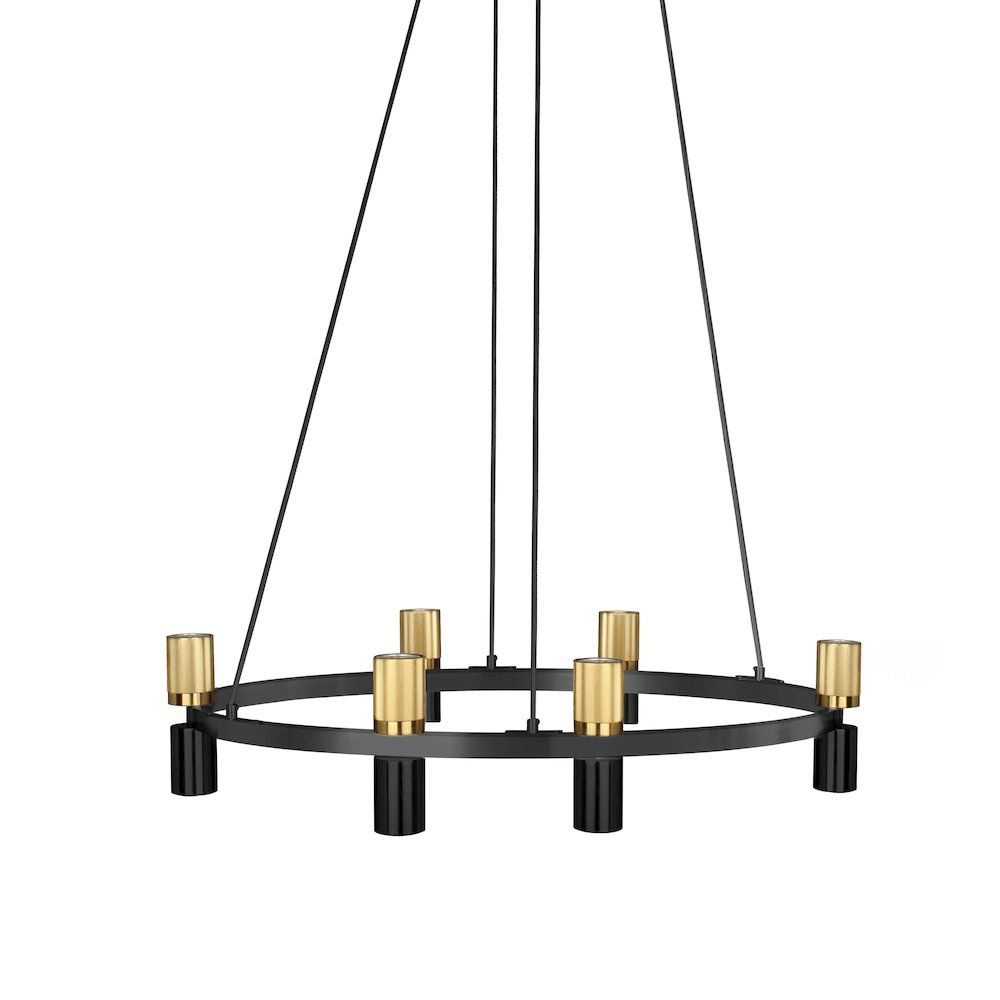 12 Light Chandelier in Matte Black & Aged Brass. Picture 1