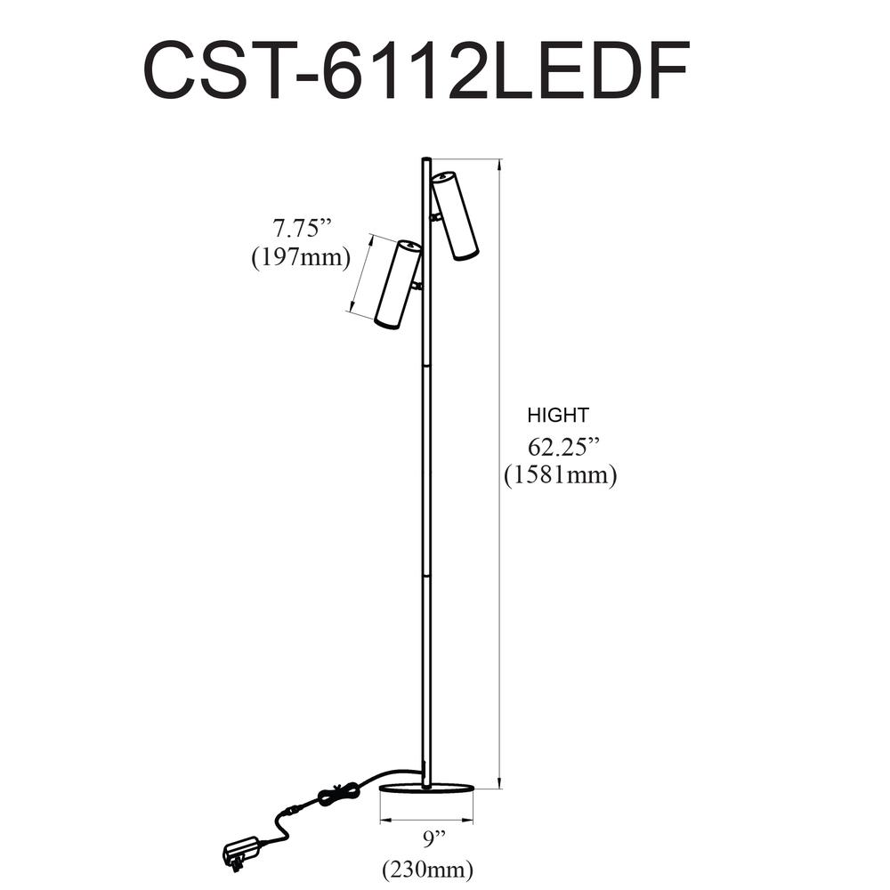 12W Floor Lamp,  MB, FR Acrylic Diffuser. Picture 2