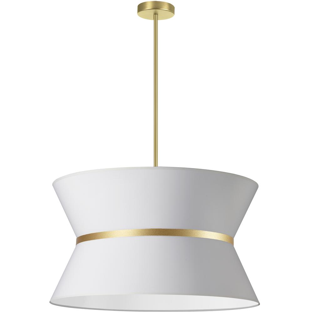 4LT Incand Chandelier, AGB, GLD ring, WH Shade. Picture 1