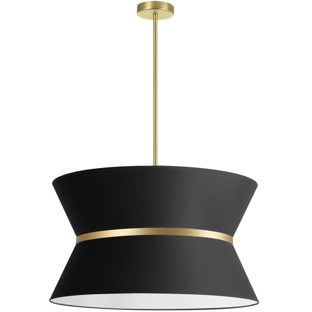 4LT Incand Chandelier, AGB, GLD ring, BK Shade. Picture 1