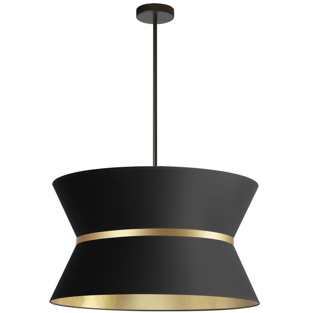 4LT Incan Chandelier, MB, GLD ring, BK/GLD Shade. Picture 1