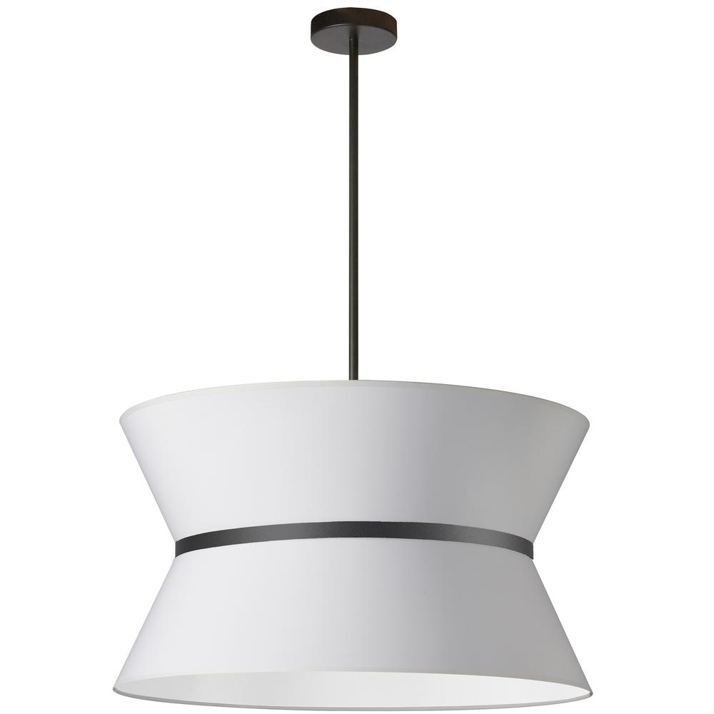 4LT Incandescent Chandelier, MB, WH Shade. Picture 1