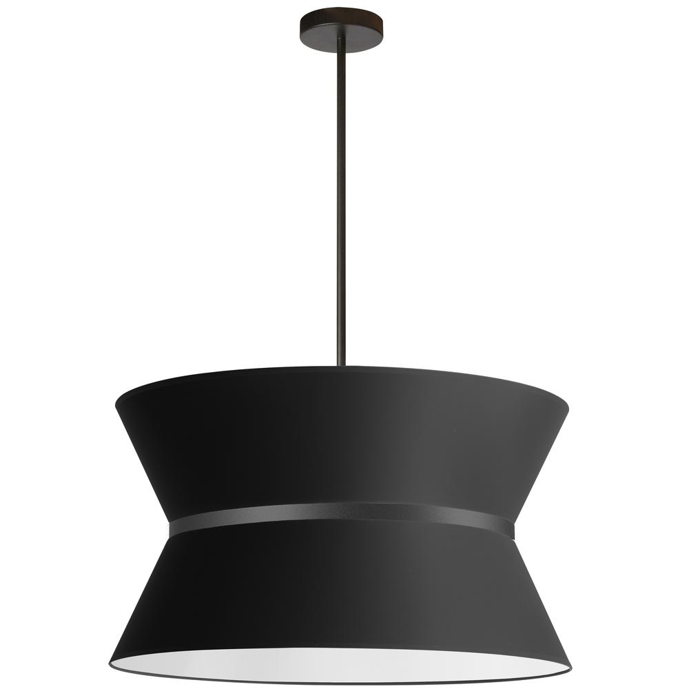4LT Incandescent Chandelier, MB, BK Shade. Picture 1