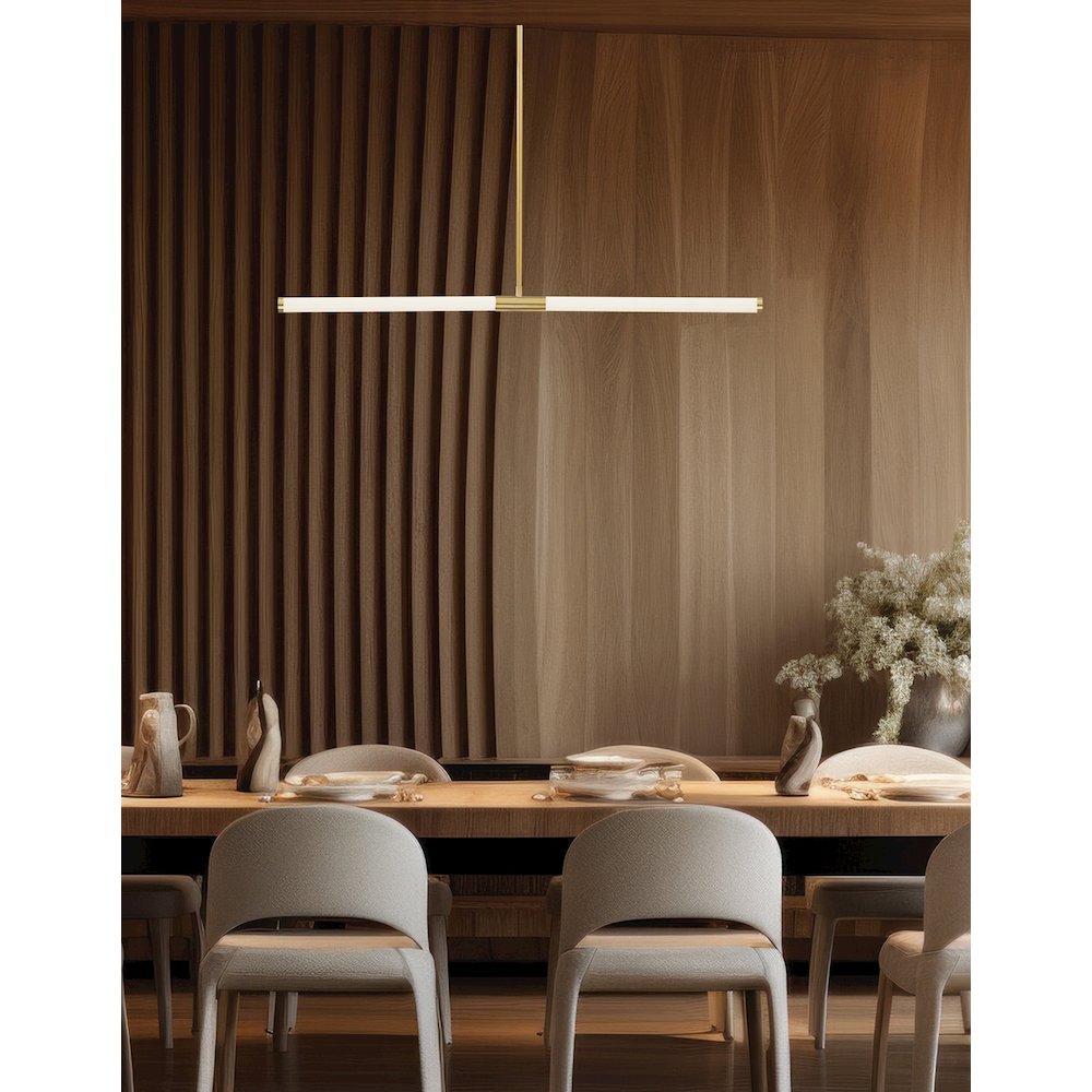 20W Horizontal Pendant Aged Brass with White Acrylic Diffusers. Picture 3