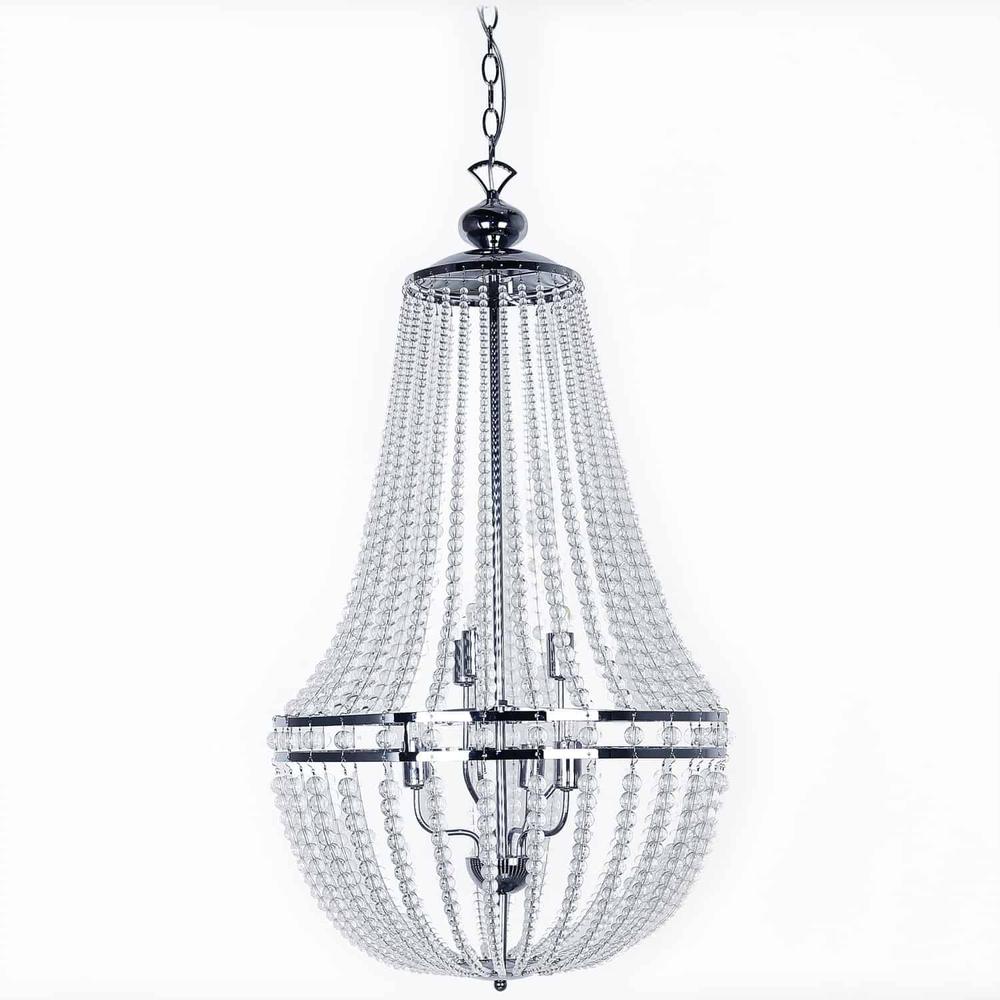 6LT Incandescent Chandelier PC,Clr Glass Beads. Picture 1