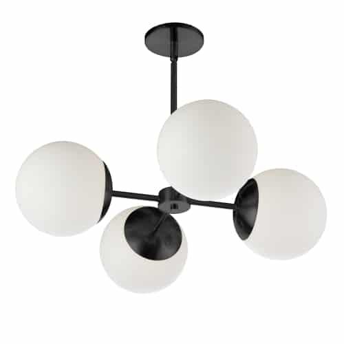 4LT Chandelier,  MB, WH Opal Glass. Picture 1