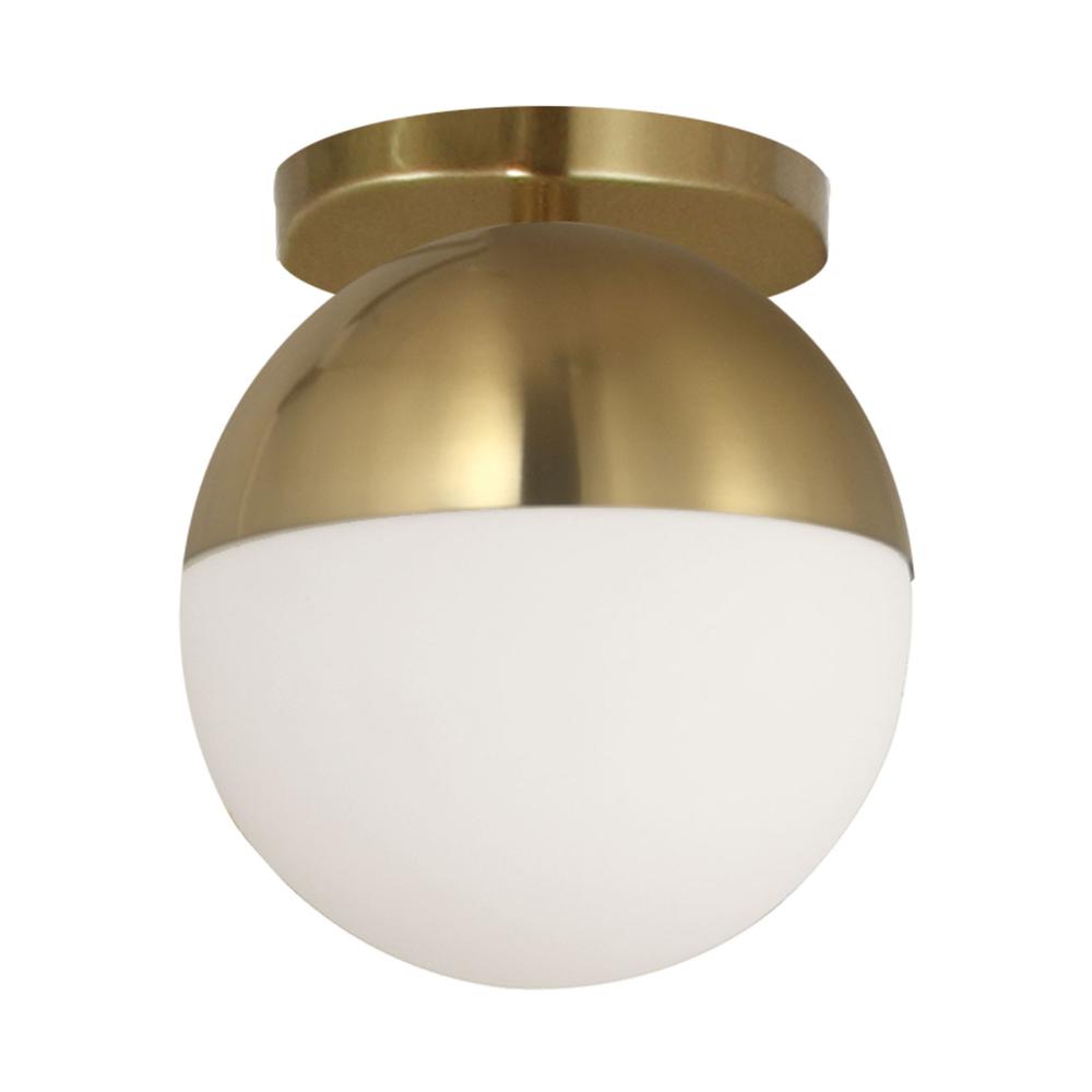 1LT Flush Mount, AGB, WH Glass. Picture 1