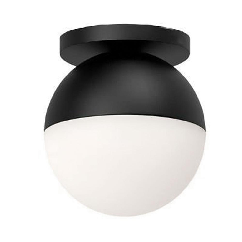 1LT Flush Mount, MB, WH Glass. Picture 1