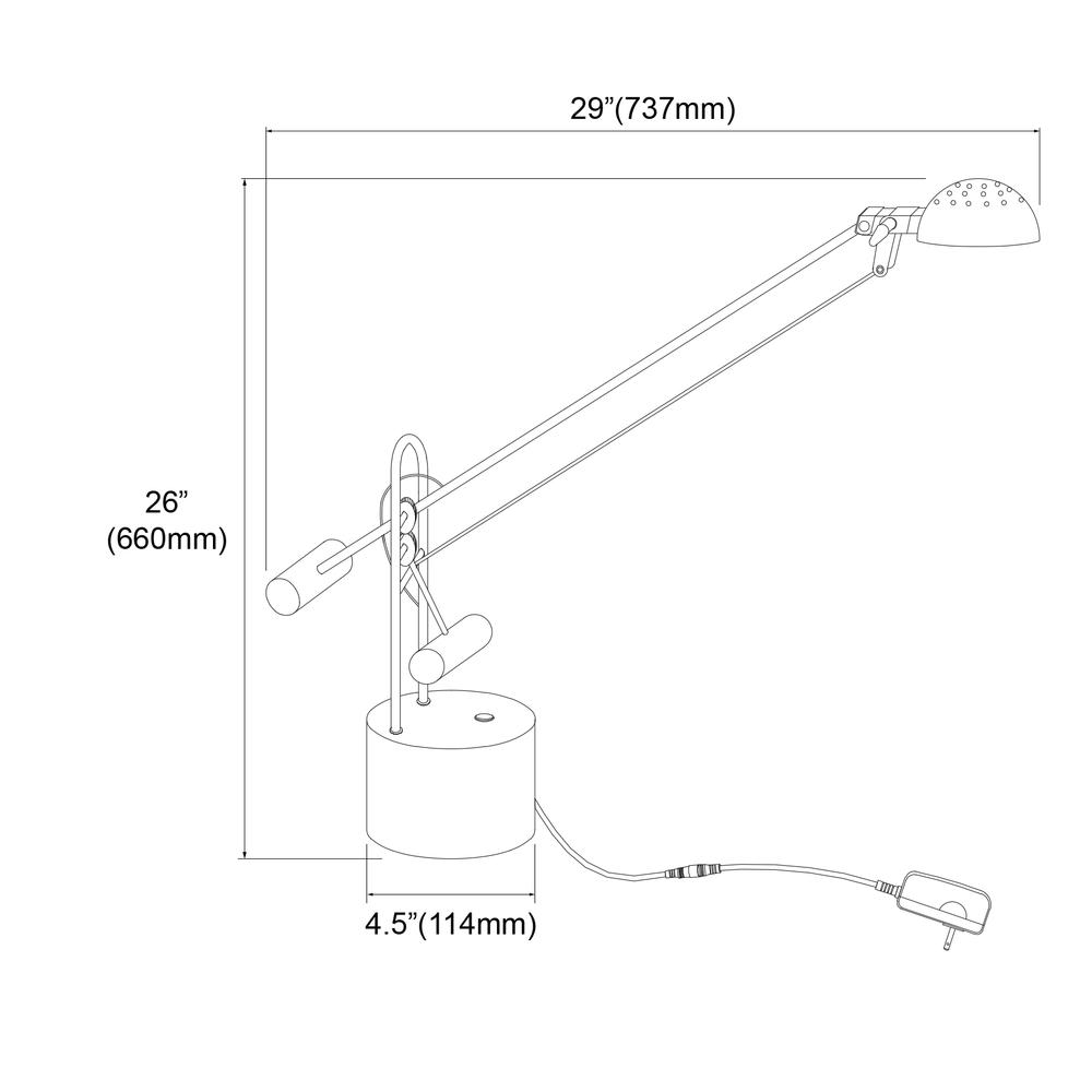 8W Desk Lamp, Black Finish. Picture 3