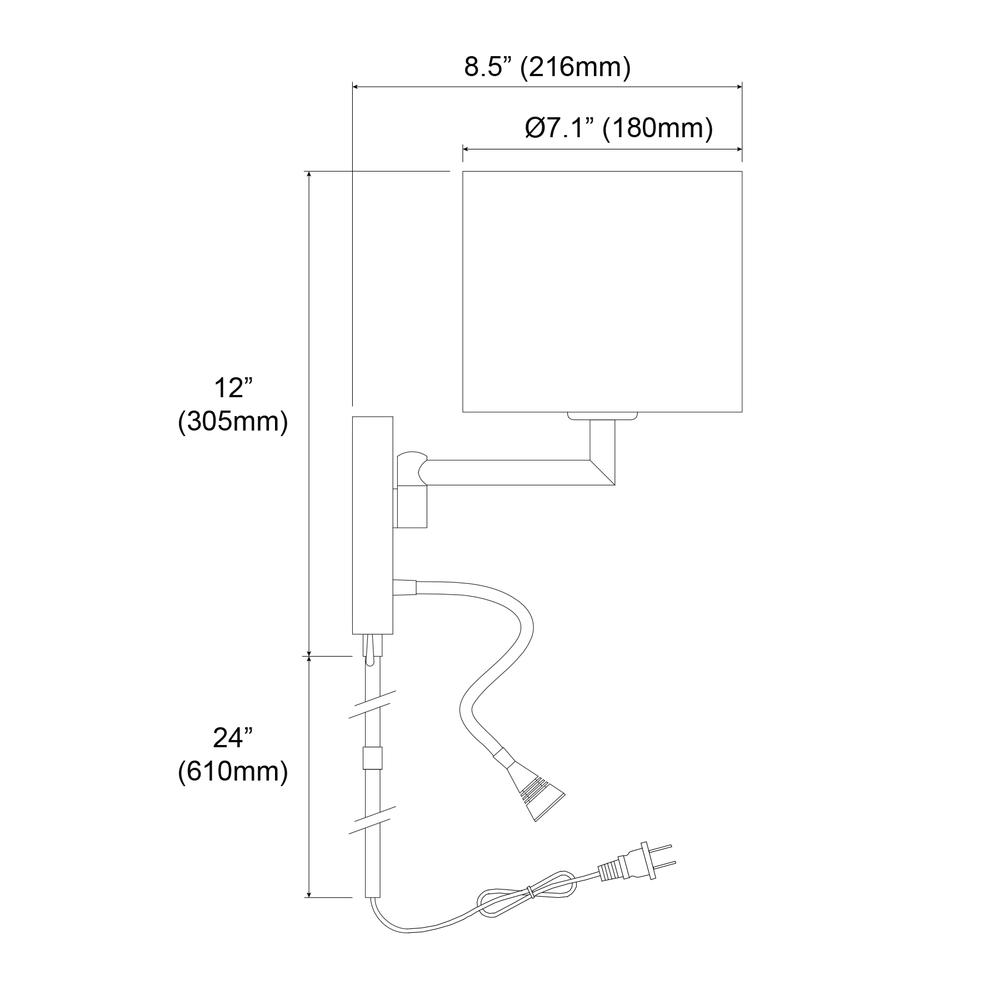 Wall Sconce,Reading Lamp, PC Finish. Picture 3
