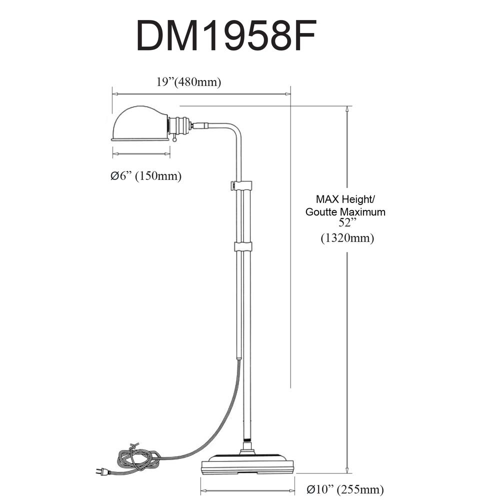 1LT Incan Adjustable Pharmacy Floor Lamp, AGB. Picture 2
