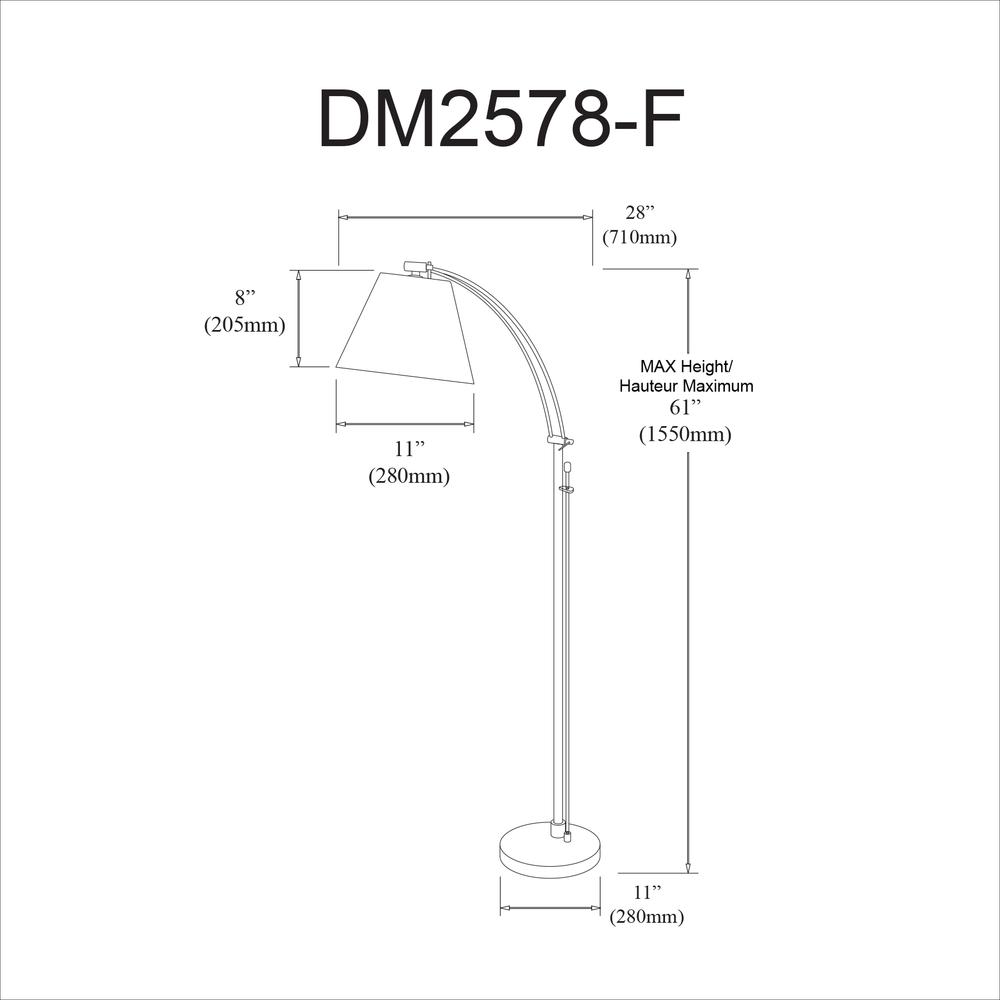 1LT Incan Adjustable Floor Lamp, AGB, WH Shade. Picture 2