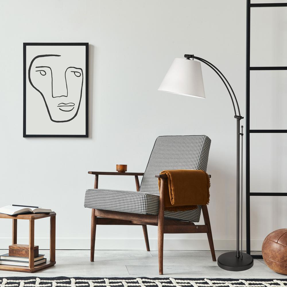 1LT Incan Adjustable Floor Lamp, MB, WH Shade. Picture 2