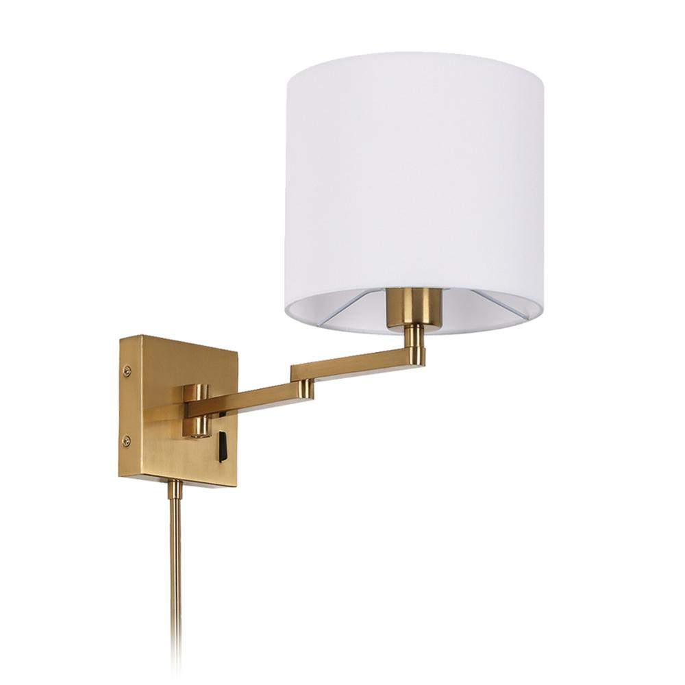1LT Double Swing Arm Wall Lamp, AGB, WH Shade. Picture 1