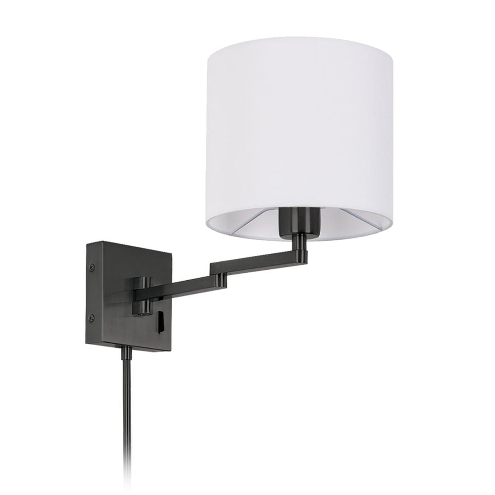 1LT Double Swing Arm Wall Lamp, MB, WH Shade. Picture 1