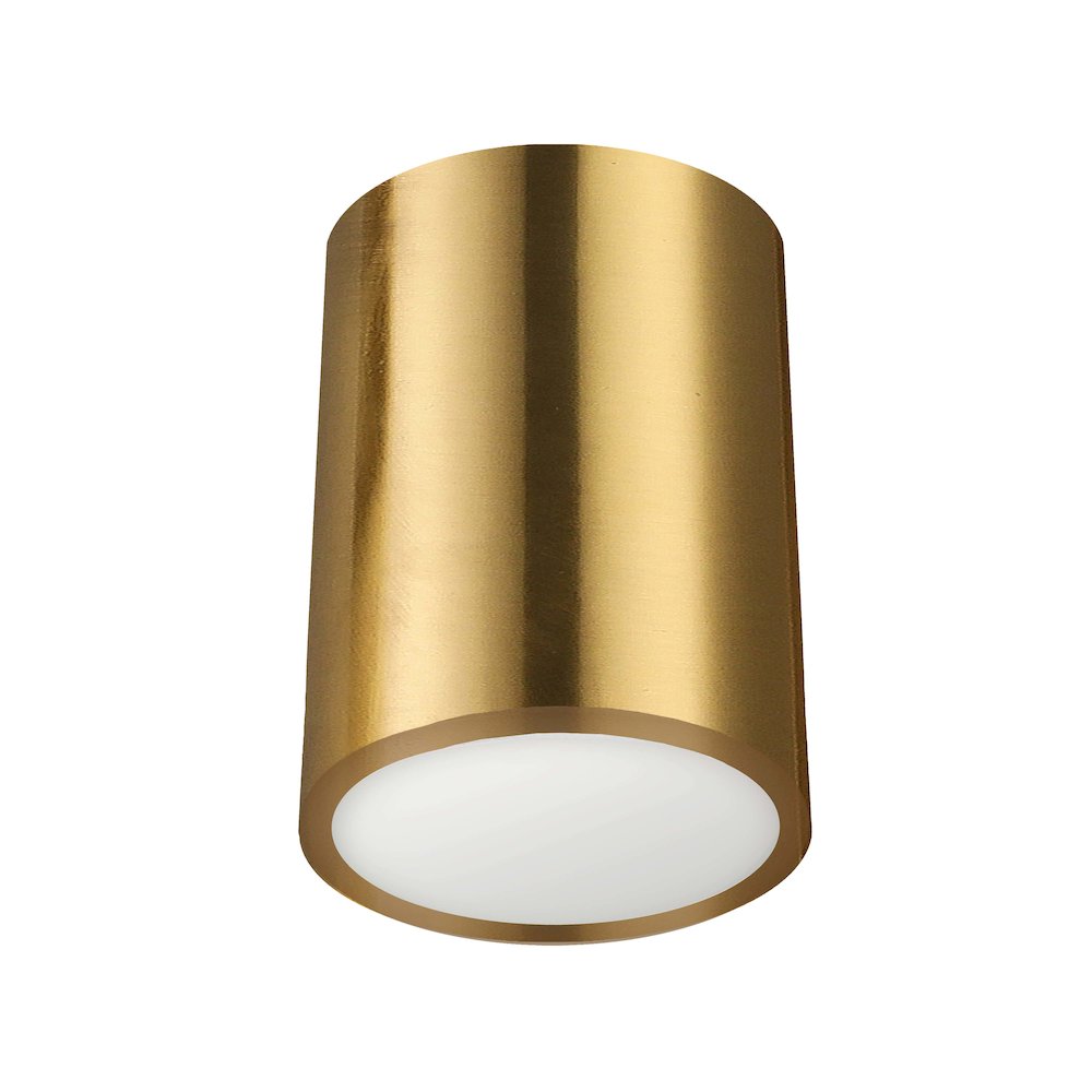 12W Flush Mount Aged Brass with Frosted Acrylic Diffuser. Picture 1