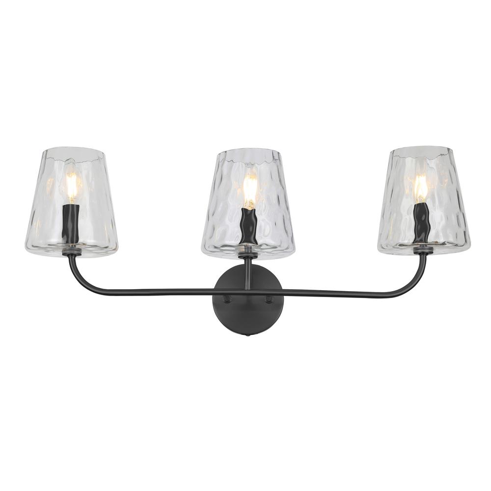 3LT Incandescent Vanity, MB, CLR Hammered Glass. Picture 1