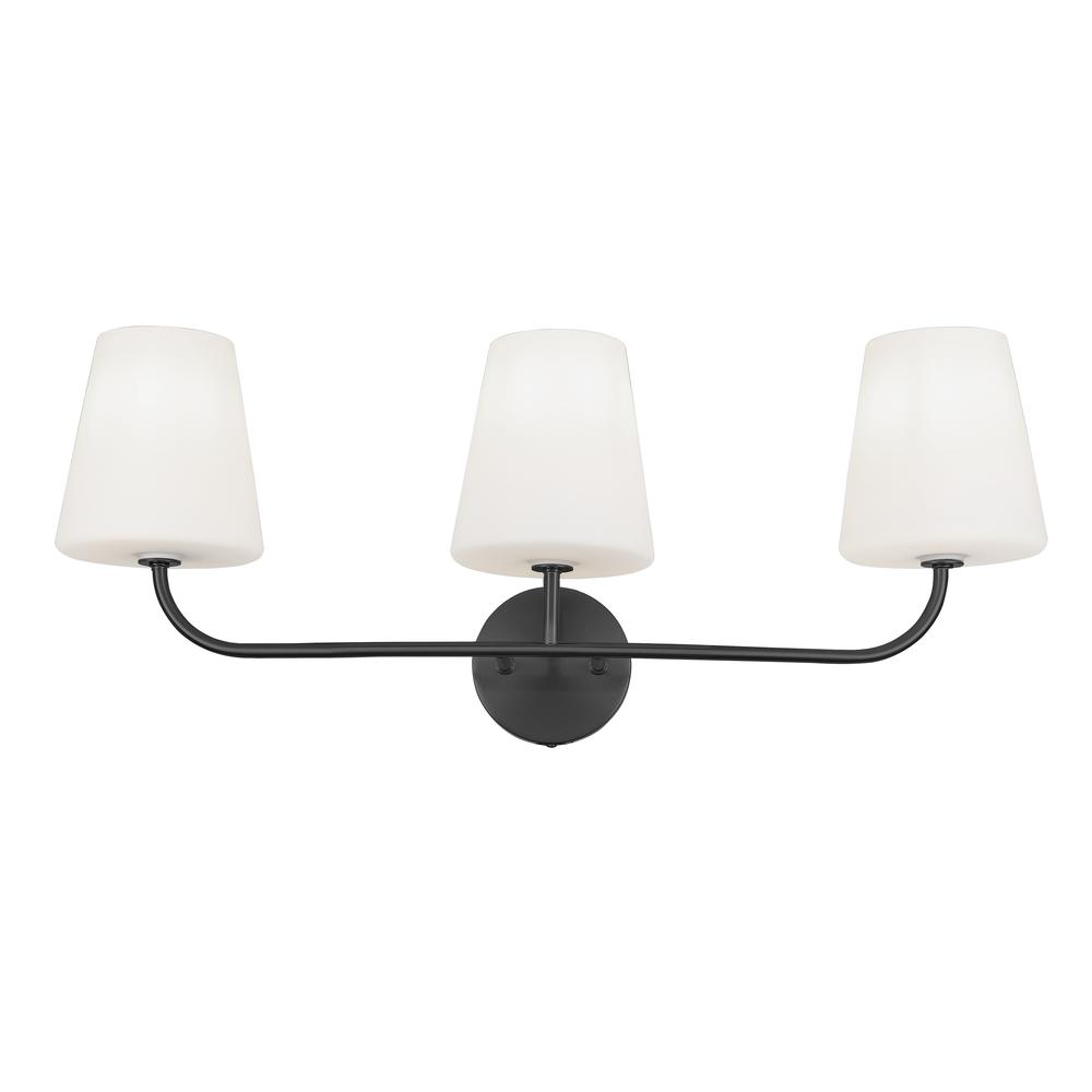 3LT Incandescent Vanity, MB, WH Opal Glass. Picture 1