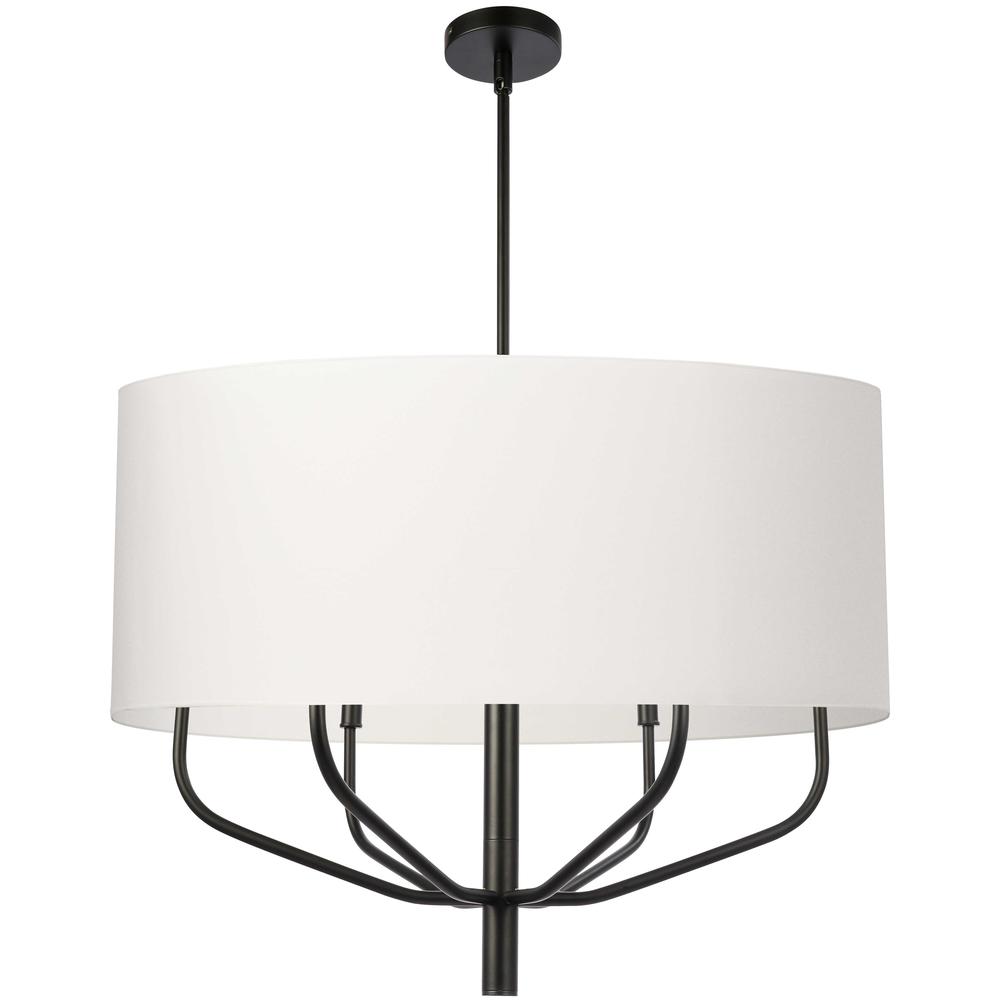 6LT Incandescent Pendant, MB, WH Fabric Shade. Picture 1