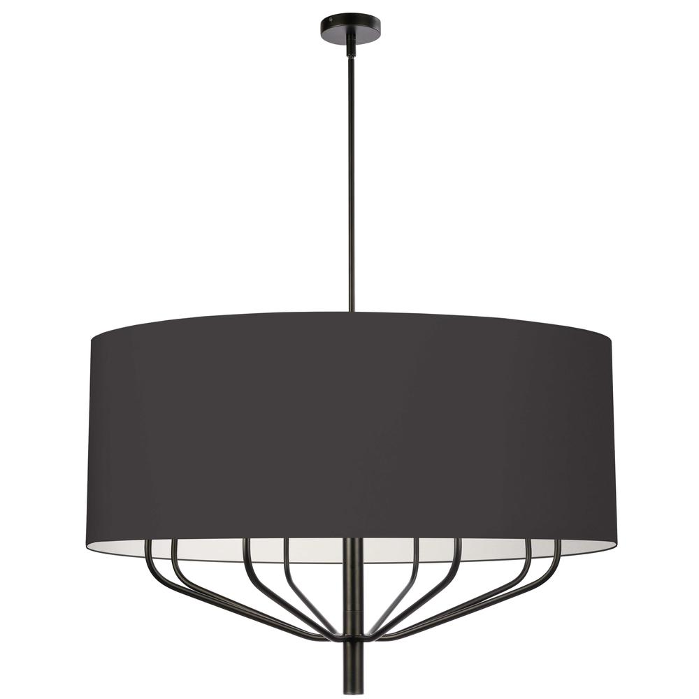 8LT Incandescent Chandelier, MB, WH Shade. Picture 1