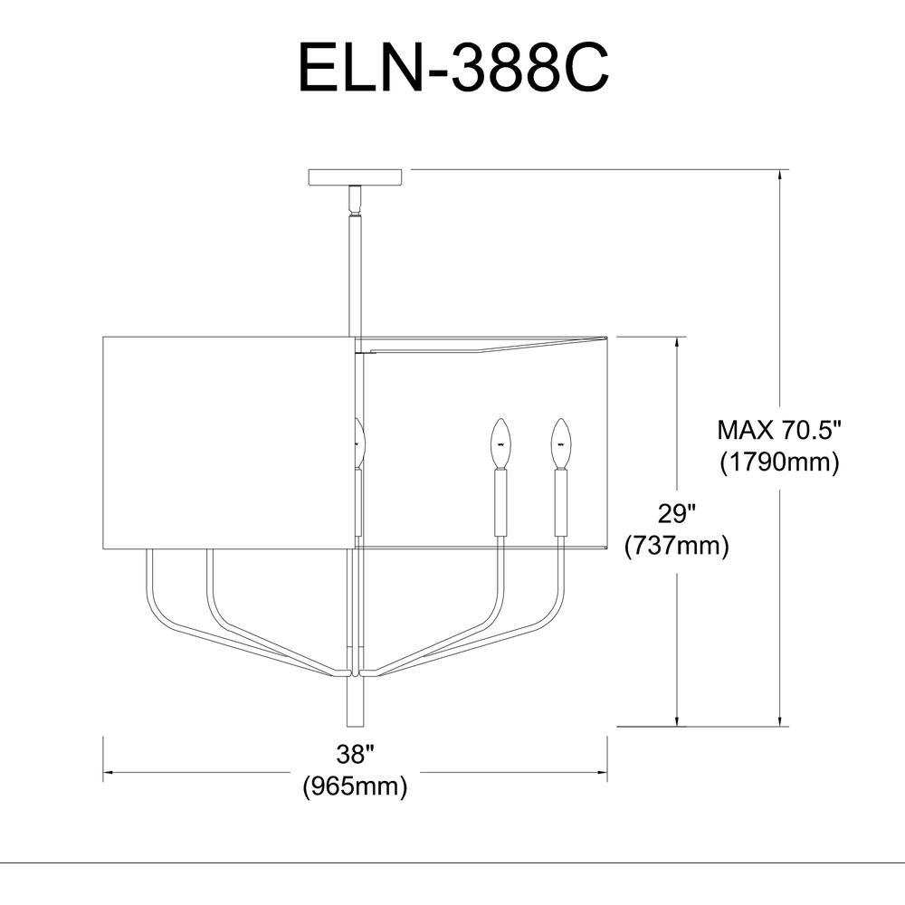8LT Incandescent Chandelier, MB, WH Shade. Picture 2