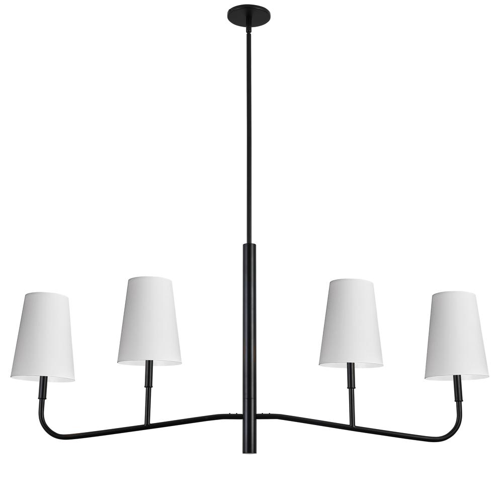 4LT Incan Horizontal Chandelier MB, WH Shades. Picture 1