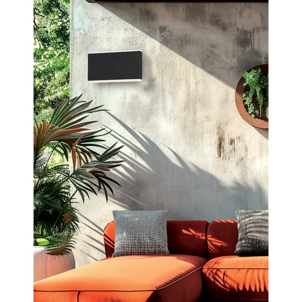 20W Outdoor Wall Sconce, Matte Black with Frosted Acrylic Diffuser. Picture 2