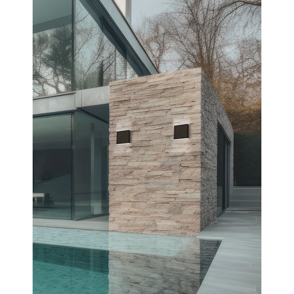 15W LED Outdoor Wall Sconce, Matte Black with Frosted Acrylic Diffuser. Picture 2