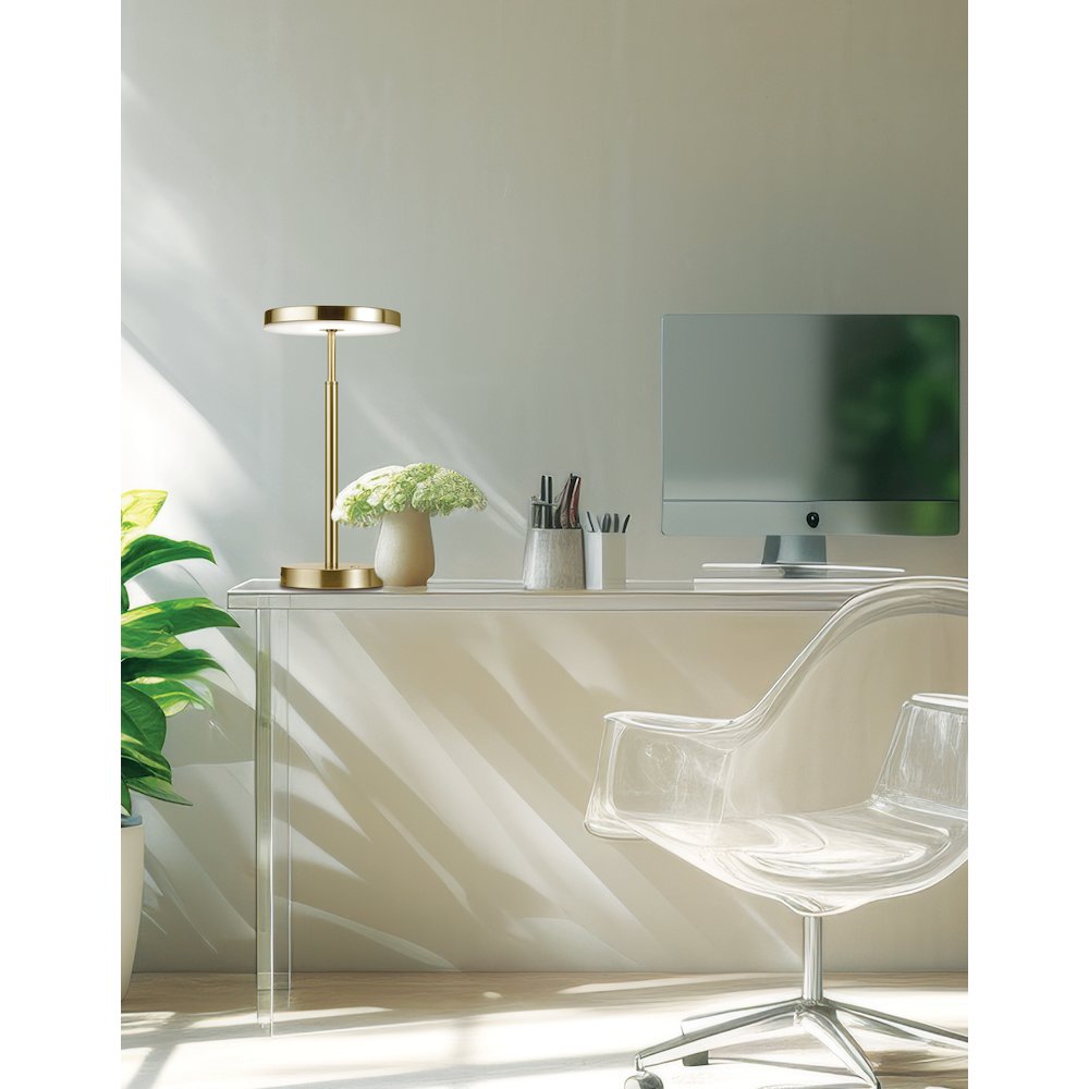 10W Table Lamp, Aged Brass w/ White Acrylic Diffuser. Picture 3