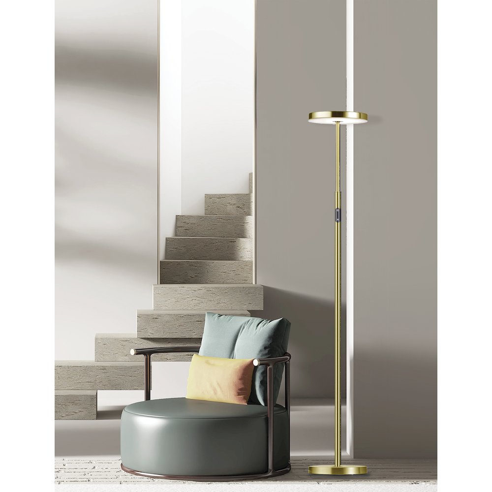 30W Floor Lamp in Polished Chrome w/ White Acrylic Diffuser. Picture 3