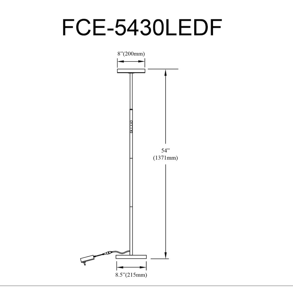 30W Floor Lamp Sand Black with White Acrylic Diffuser. Picture 2