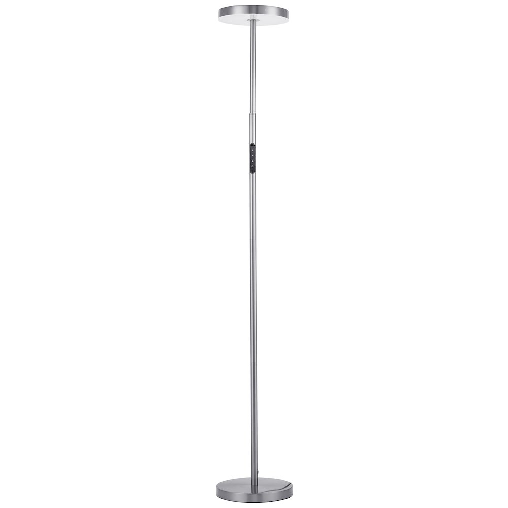 30W Floor Lamp Satin Nickel with White Acrylic Diffuser. Picture 1