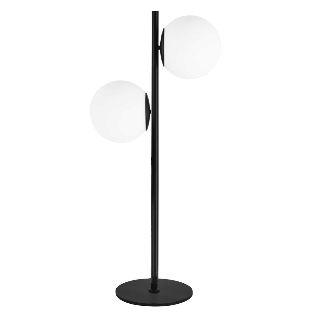 2LT Incandescent Table Lamp, MB, WH Glass. Picture 1