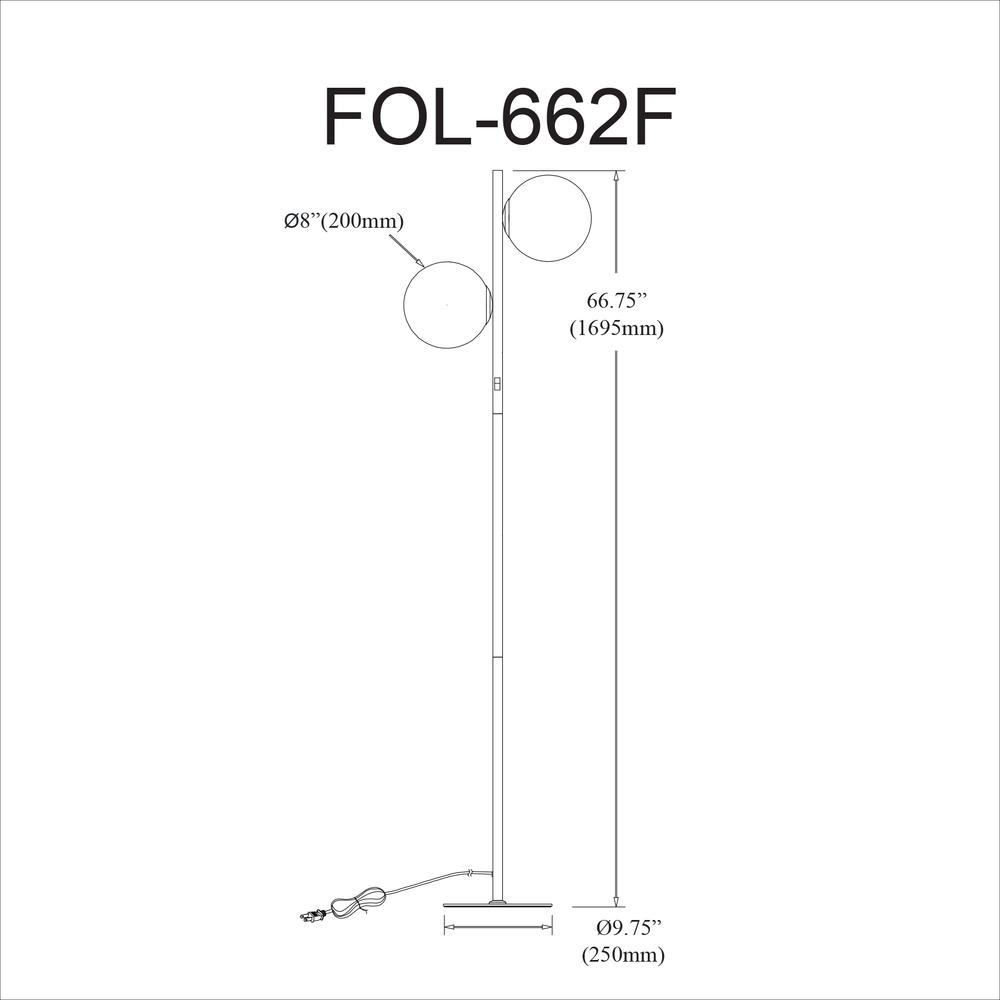 2LT Incandescent Floor Lamp, MB, WH Opal Glass. Picture 3