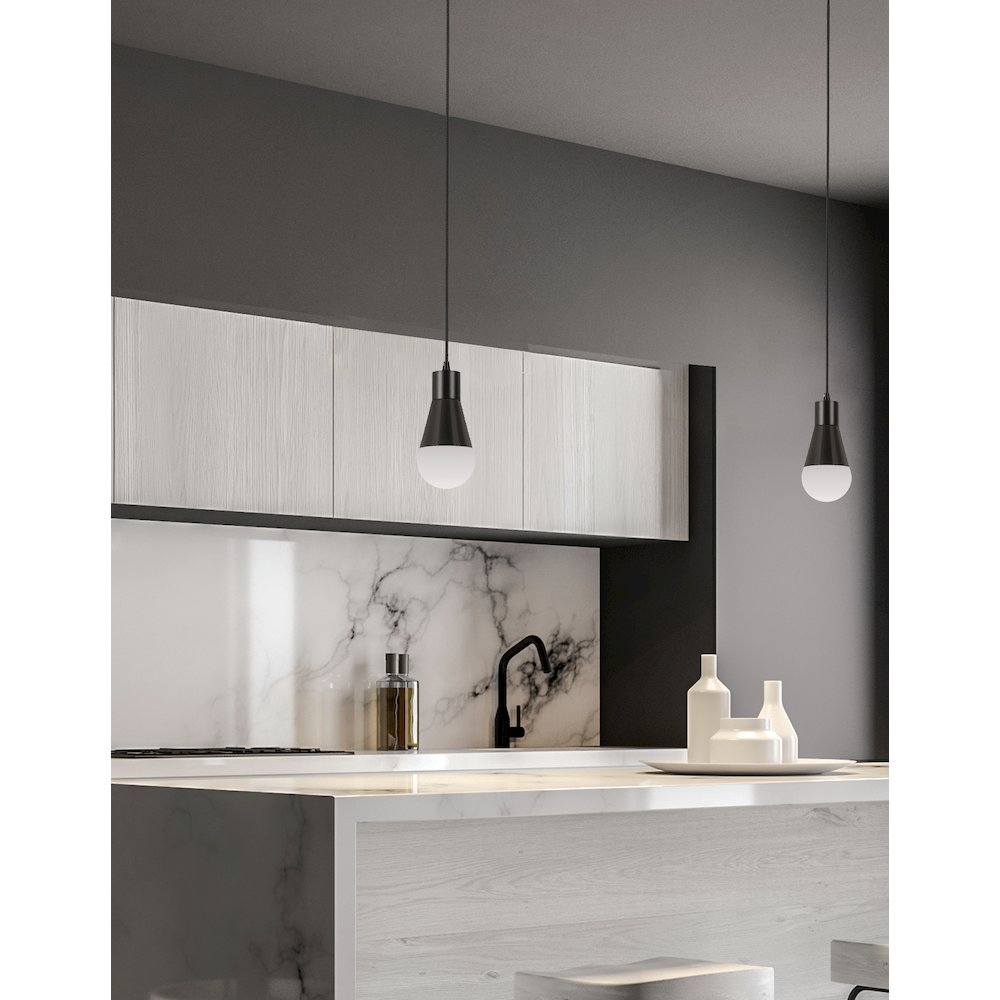 1 Light Incandescent Pendant Matte Black. Picture 3