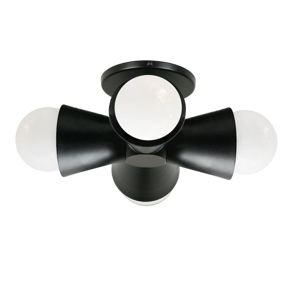 4 Light Incandescent Flush Mount Matte Black. Picture 1