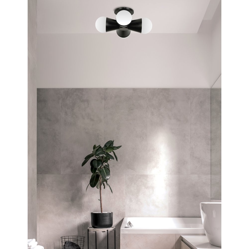 4 Light Incandescent Flush Mount Matte Black. Picture 3