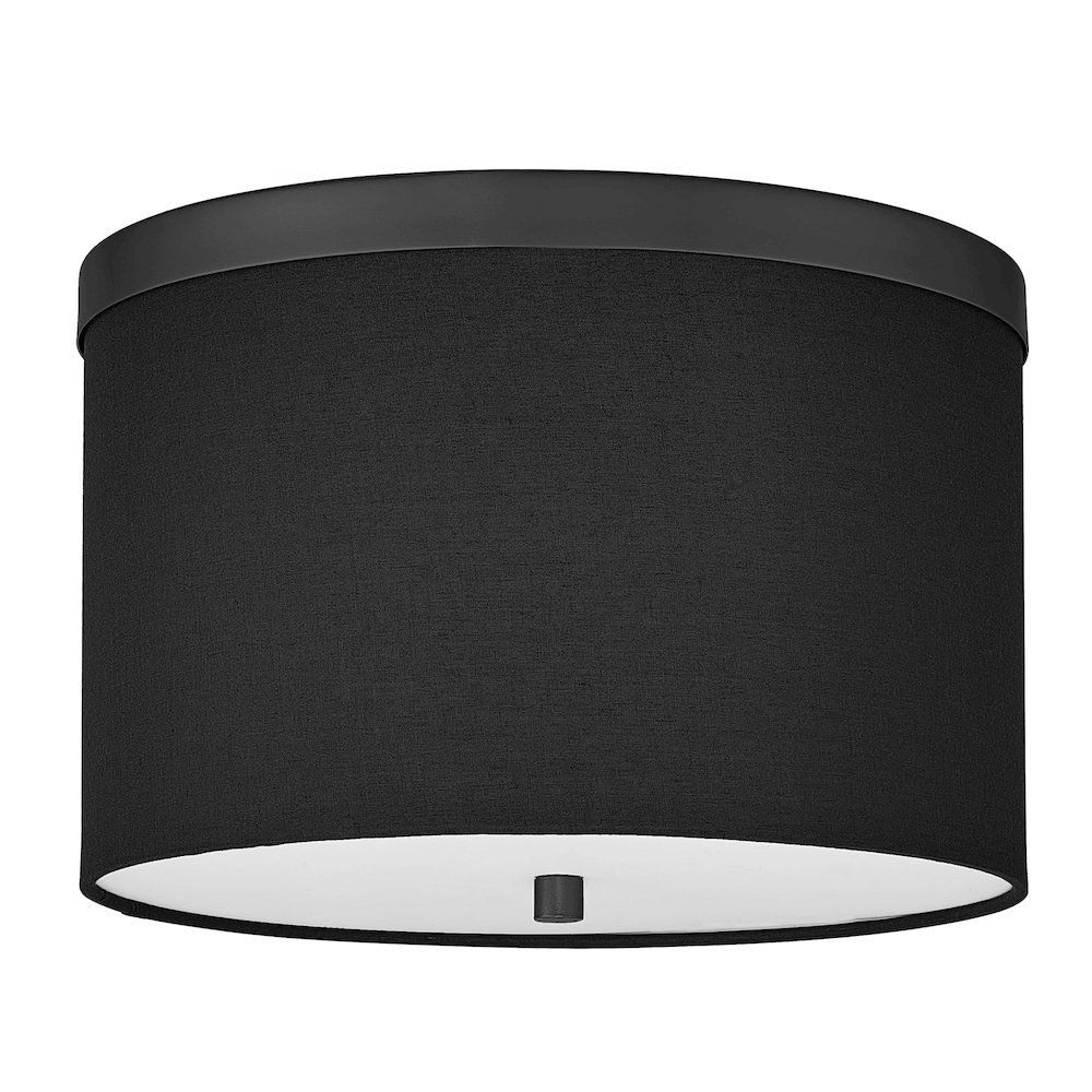 2 Light Flush Mount Matte Black with Black Shade. Picture 1