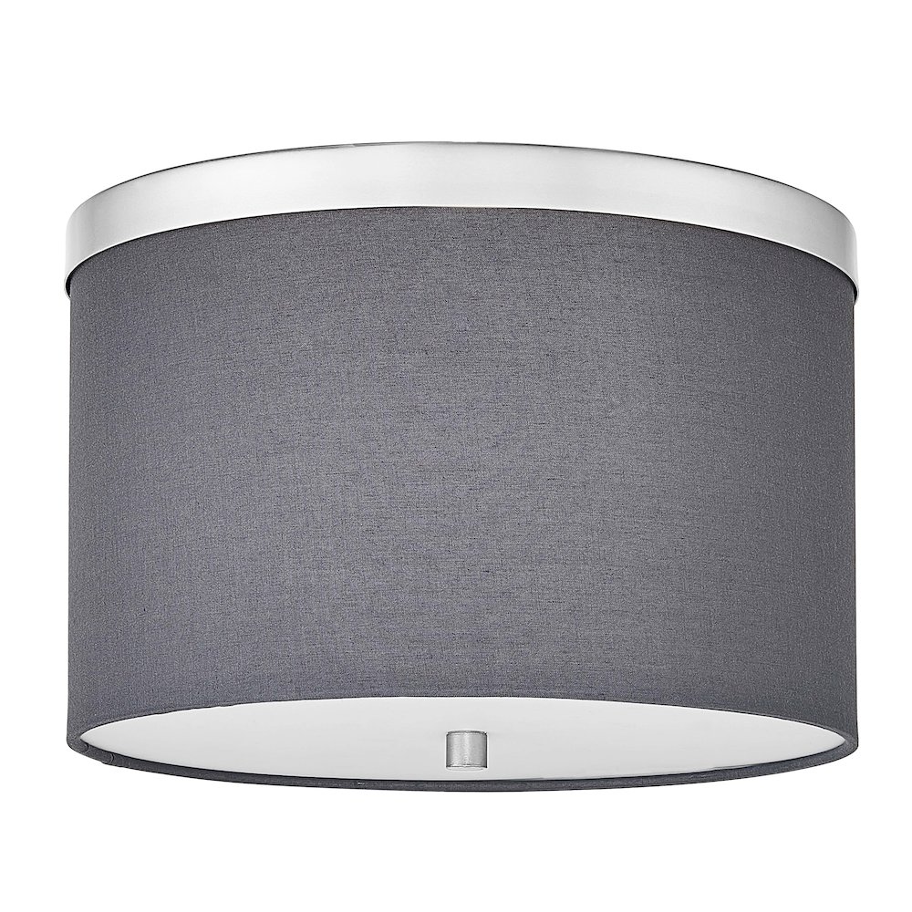 2 Light Flush Mount Polished Chrome with Grey Shade. Picture 1