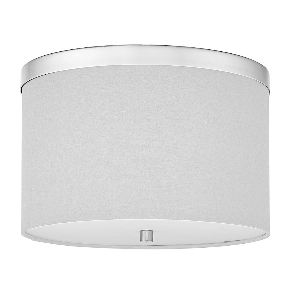 2 Light Flush Mount Polished Chrome with White Shade. Picture 1