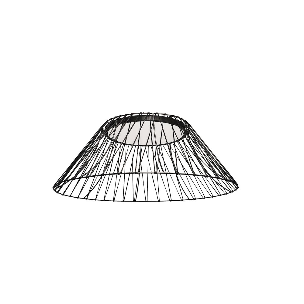 25W Matte Black Flush Mount w/ Black Strip Shade. Picture 1