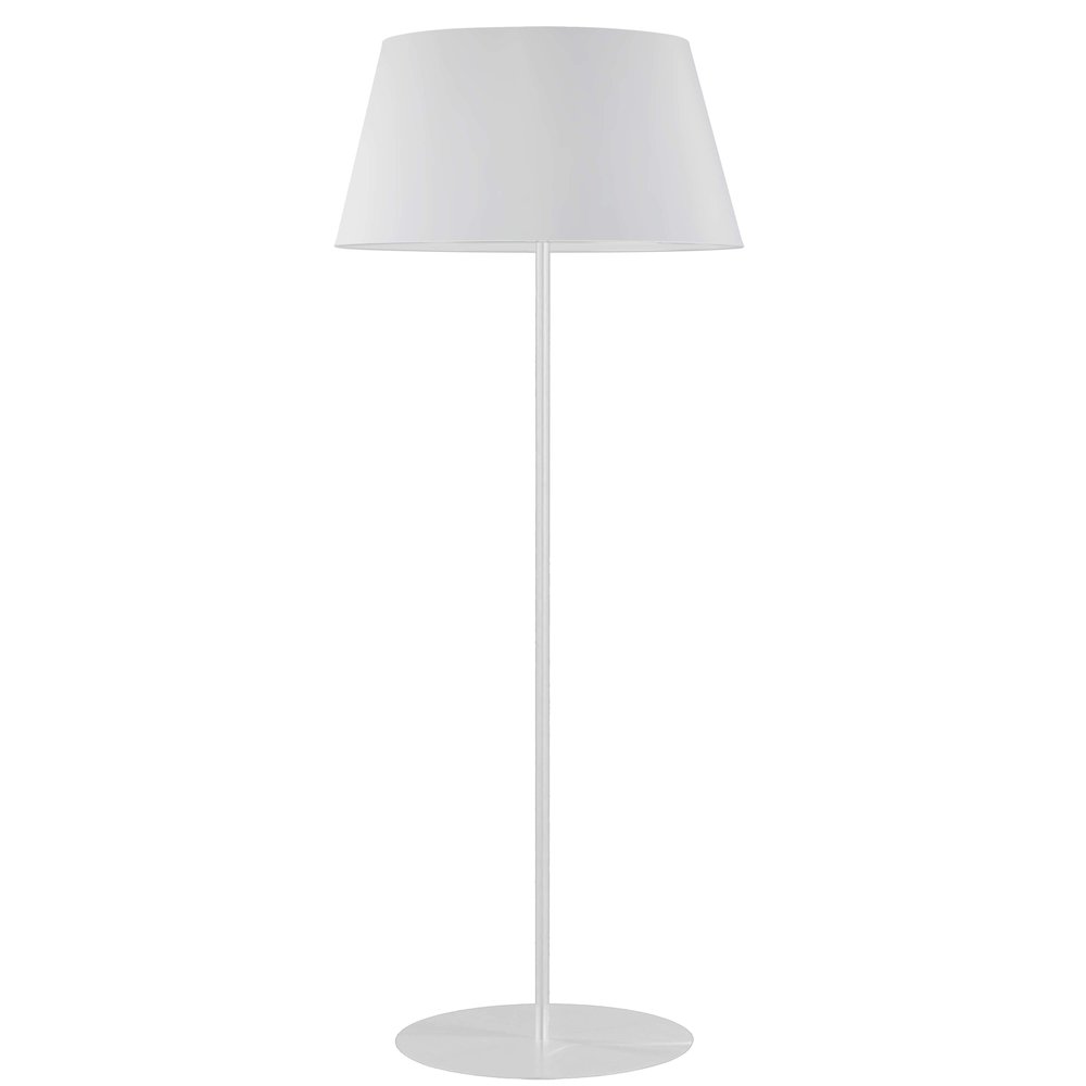 1 Light Incandescent Round Base Floor Lamp Matte White with White Shade. Picture 1