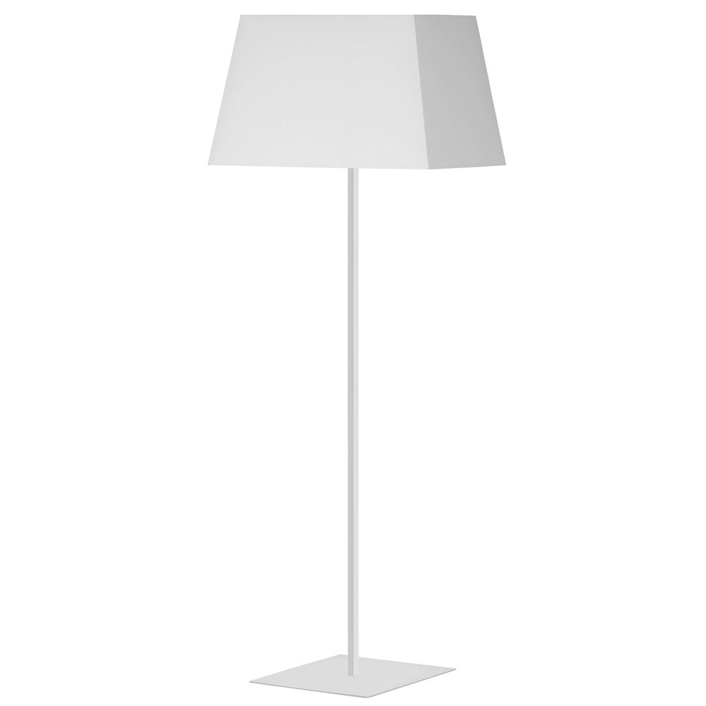 1 Light Incandescent Square Base Floor Lamp Matte White with White Shade. Picture 1