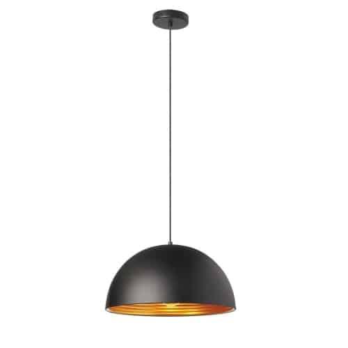 1LT Pendant, Matte Black Exterior, Gold Interior. Picture 1