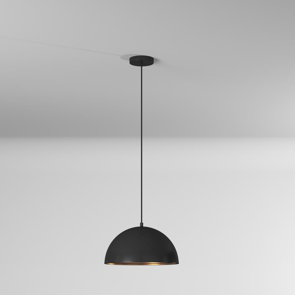 1LT Pendant, Matte Black Exterior, Gold Interior. Picture 5