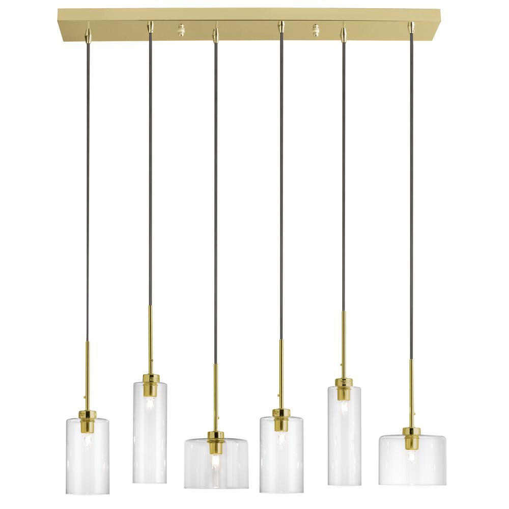 6LT Halogen Horizontal Pendant, AGB, Clear Glass. Picture 1