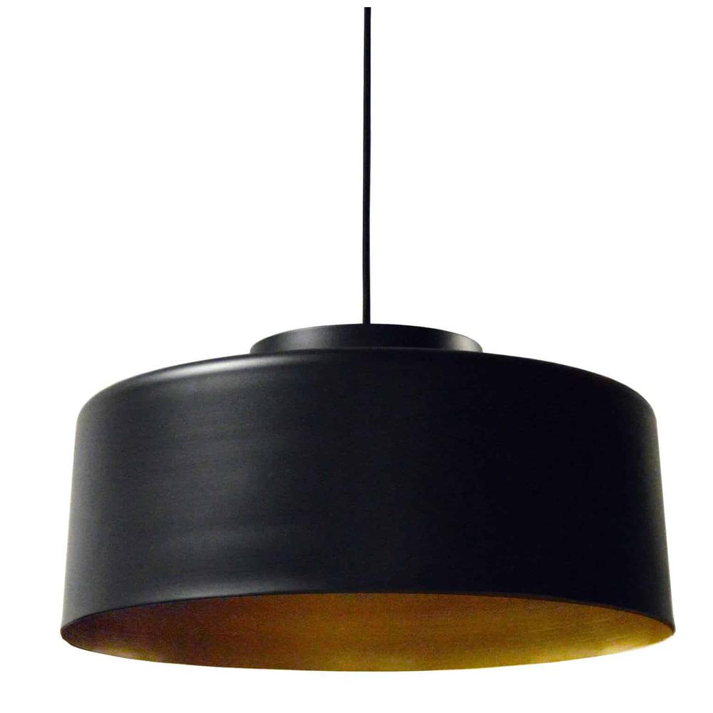 1LT Incandescent Metal Pendant,Black & Gold Finish. Picture 1